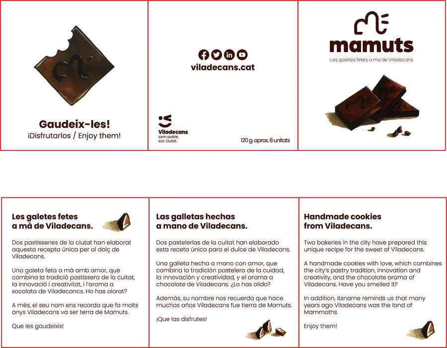 Redibujo vectorial del folleto de galletas Mamuts de Viladecans